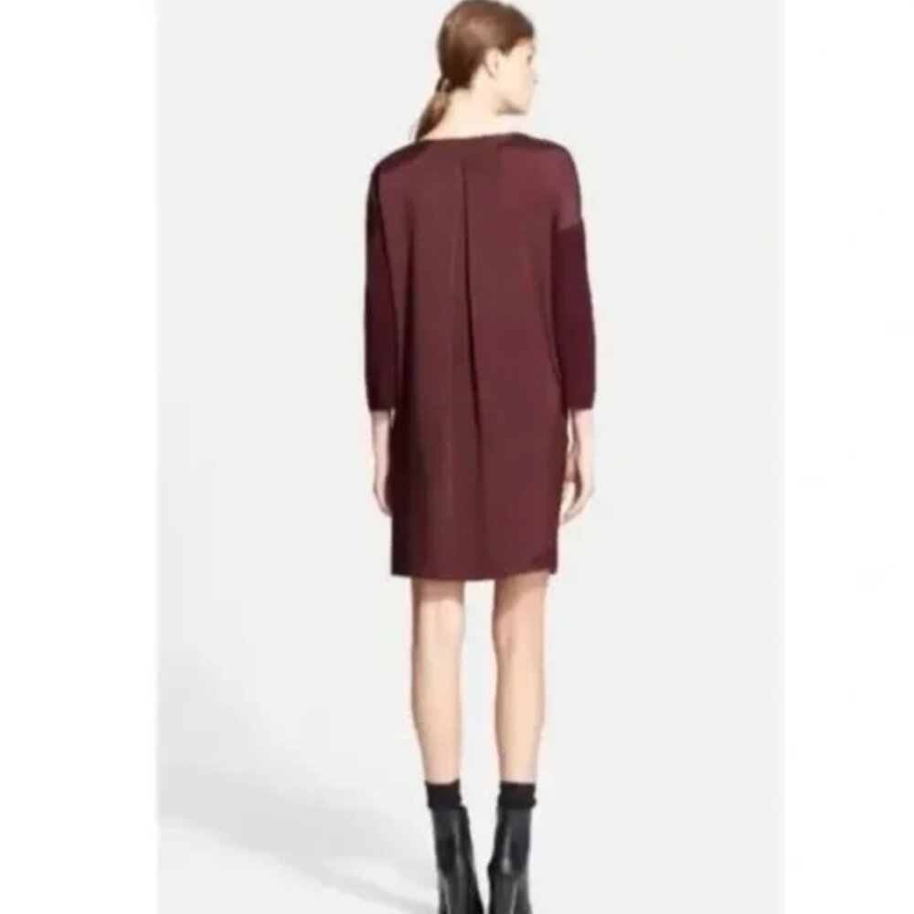 Vince Wool Burgundy Contrast Panel Sweater Dress